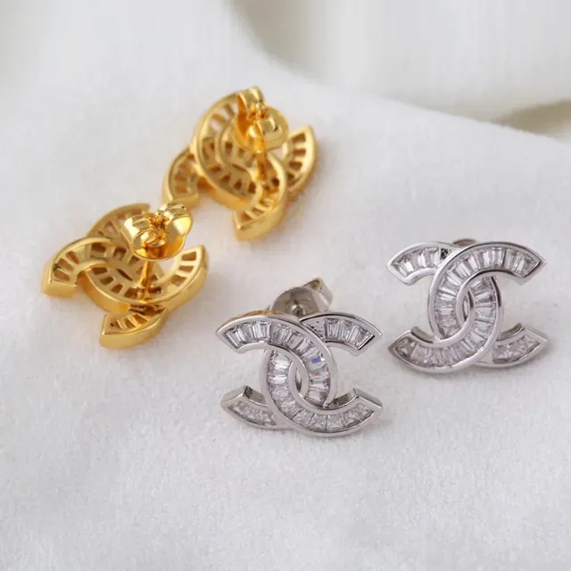 Chanel CC Logo Baguette Crystal Stud Earrings 2