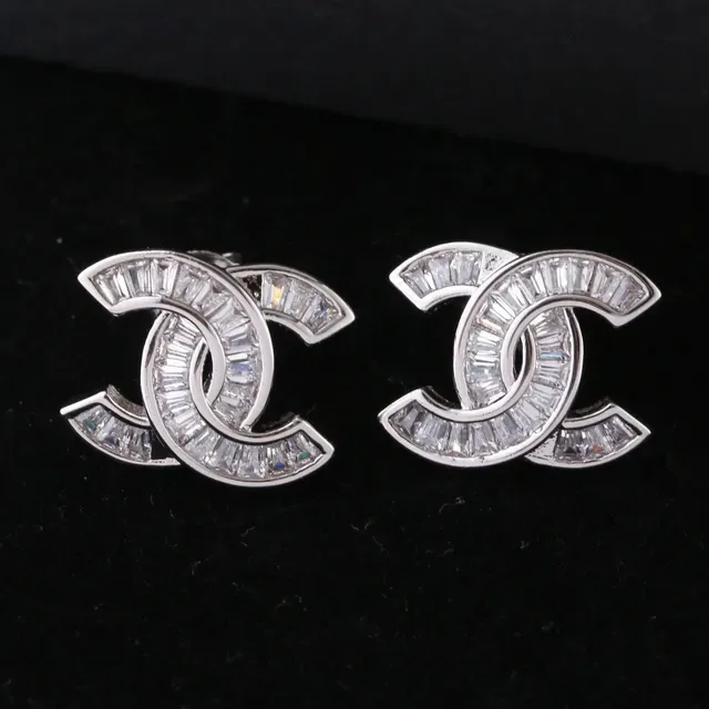 Chanel CC Logo Baguette Crystal Stud Earrings 3