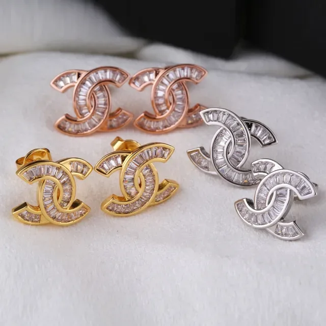 Chanel CC Logo Baguette Crystal Stud Earrings 7