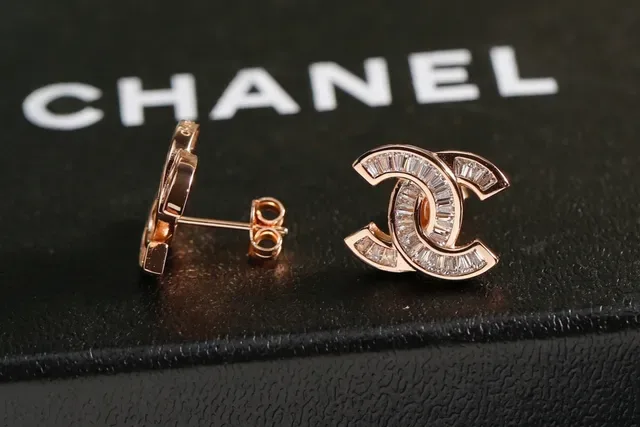 Chanel CC Logo Baguette Crystal Stud Earrings 9