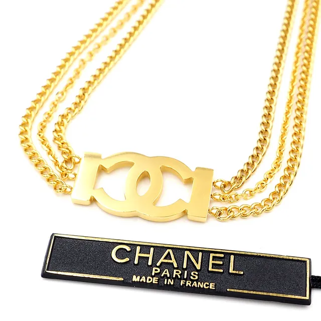 Chanel CC Logo Choker Gold Transparent Triple-Chain Interlocking Necklace 4