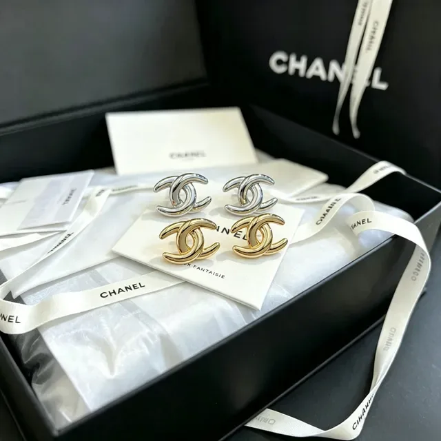 Chanel CC Logo Polished Silver-Tone Stud Earrings 2