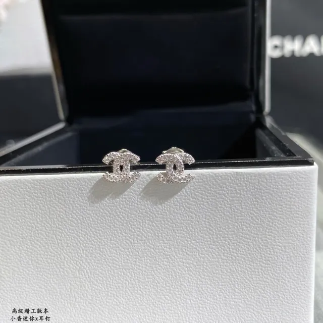 Chanel CC Pavé Crystal Stud Earrings 6