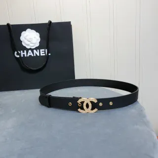 Chanel Classic CC Belt Black Gold Textured Interlocking Buckle Leather Belt