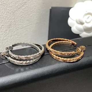 Chanel Coco Crush Quilted Pavé Hoop Earrings