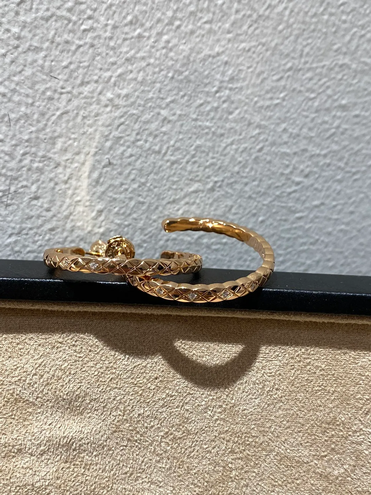 Chanel Coco Crush Quilted Pavé Hoop Earrings 3