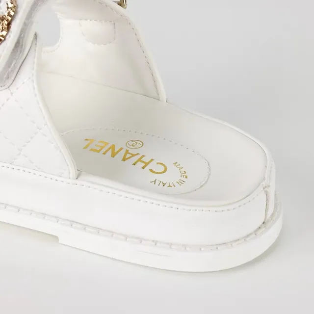 Chanel Double Strap Slide White Quilted Lambskin Slippers 7