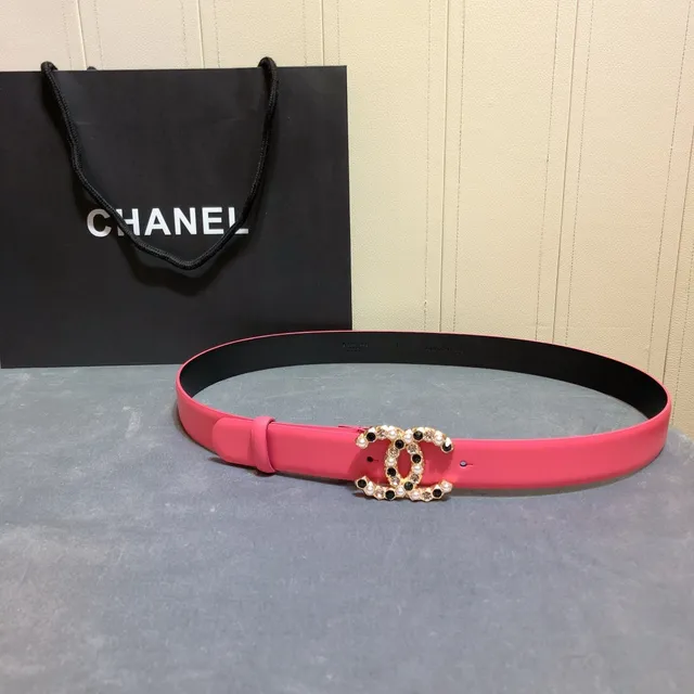 Chanel Embellished CC Buckle Pink Leather Belt 6