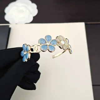 Chanel Floral Enamel and Pearl Bracelet