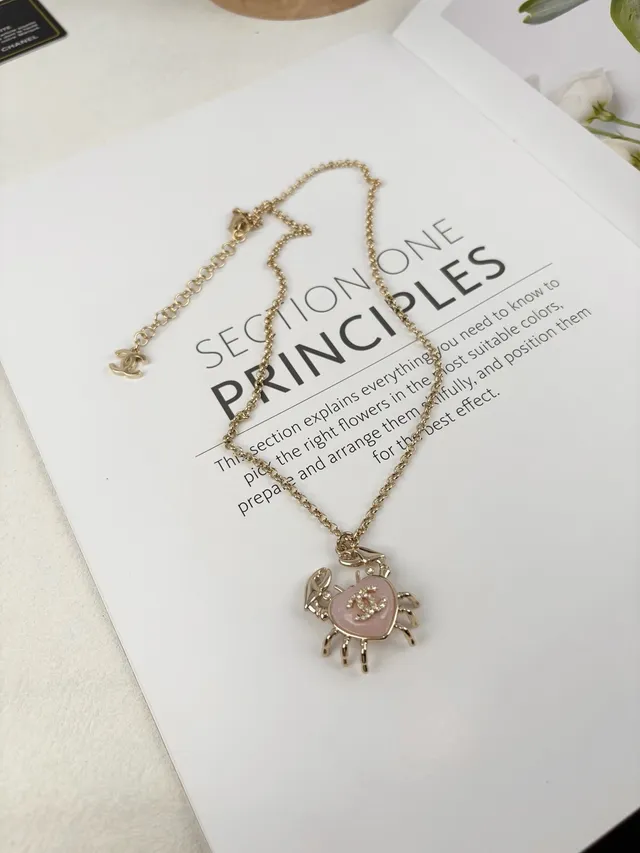 Chanel Gold Pink Chain White Camellia Brooch Necklace 2