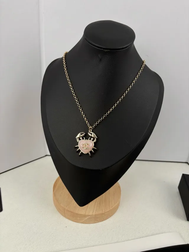 Chanel Gold Pink Chain White Camellia Brooch Necklace 3