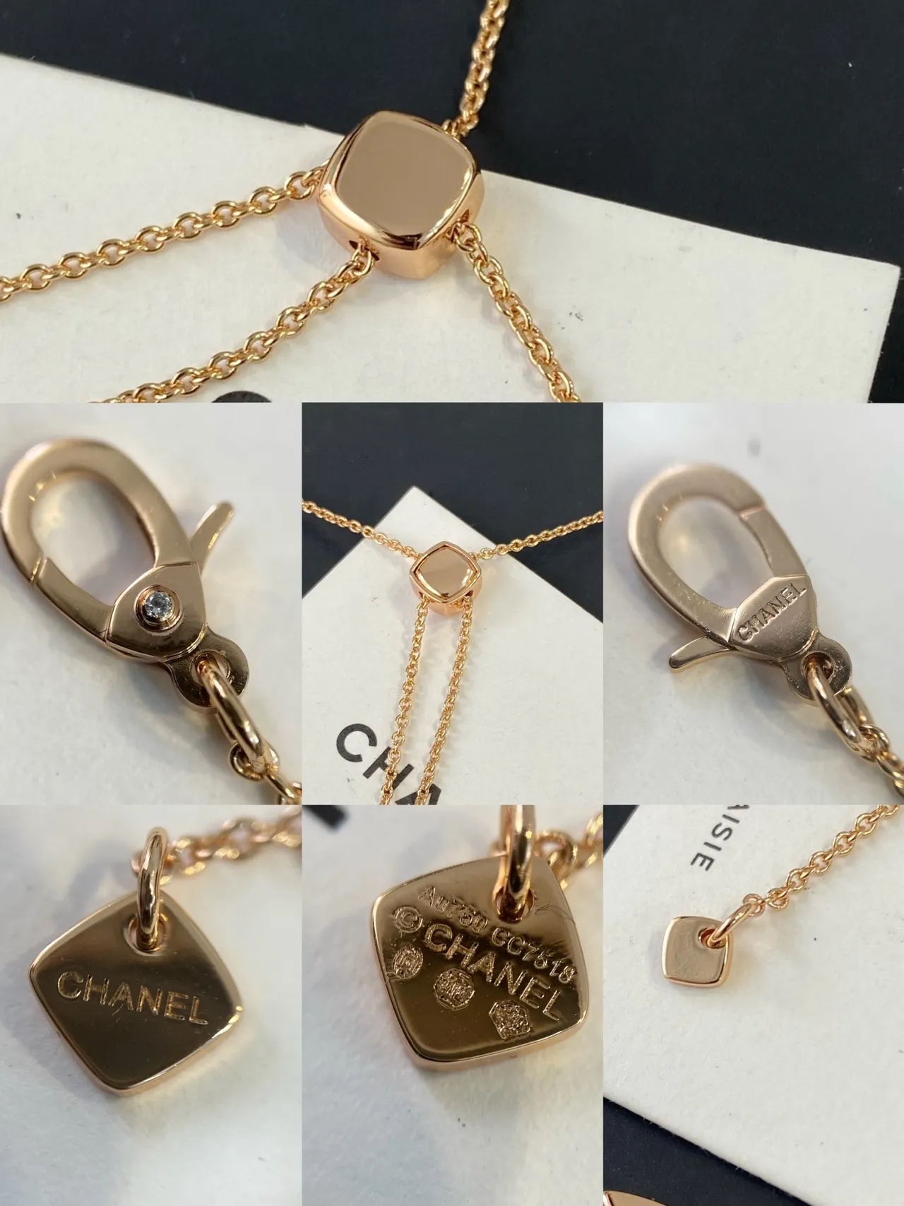 Chanel Gold Rigid Choker Quilted Diamond-Cut Links Necklace 3
