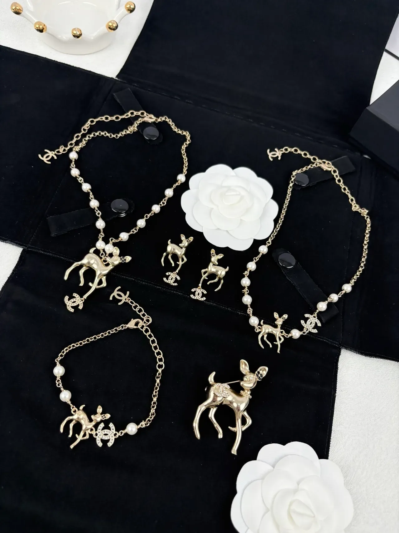 Chanel Gold White Chain Cultured Pearl Stations Necklace 4