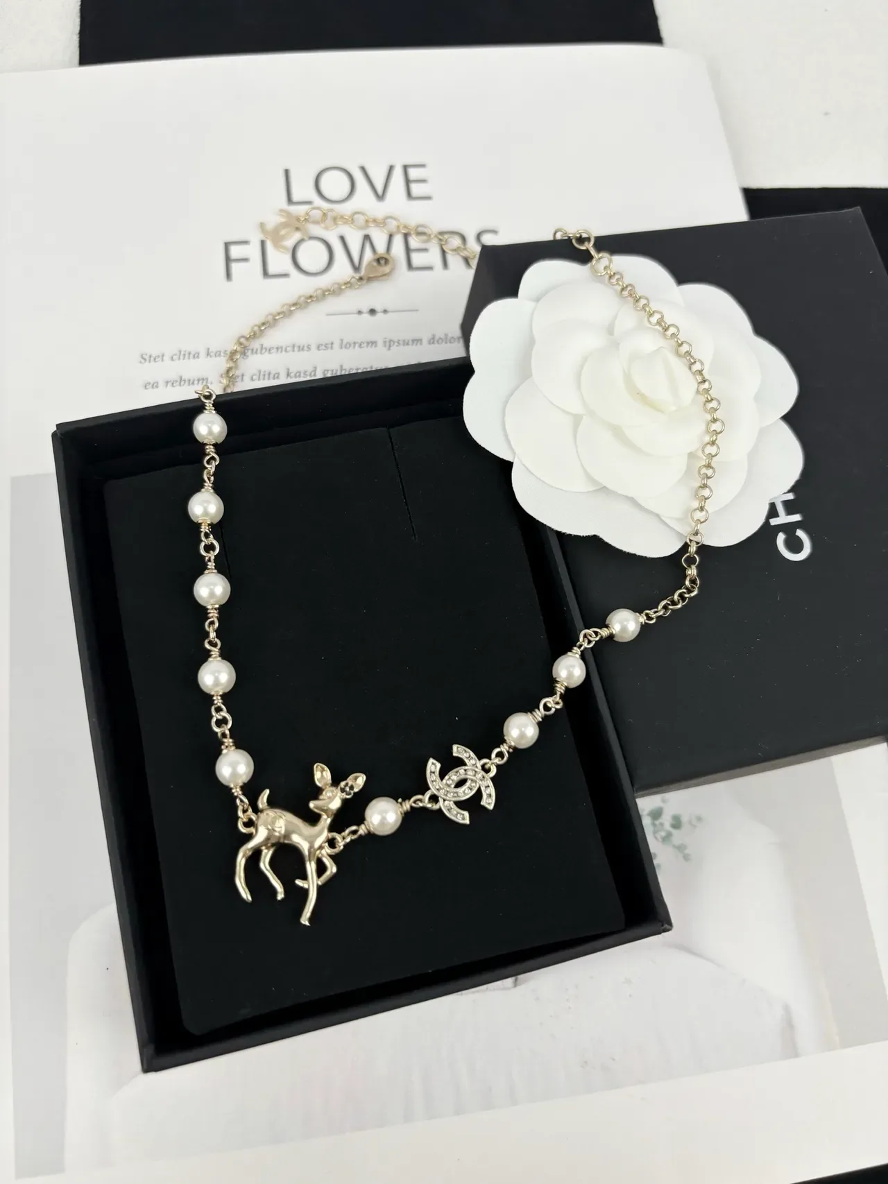 Chanel Gold White Chain Cultured Pearl Stations Necklace 6