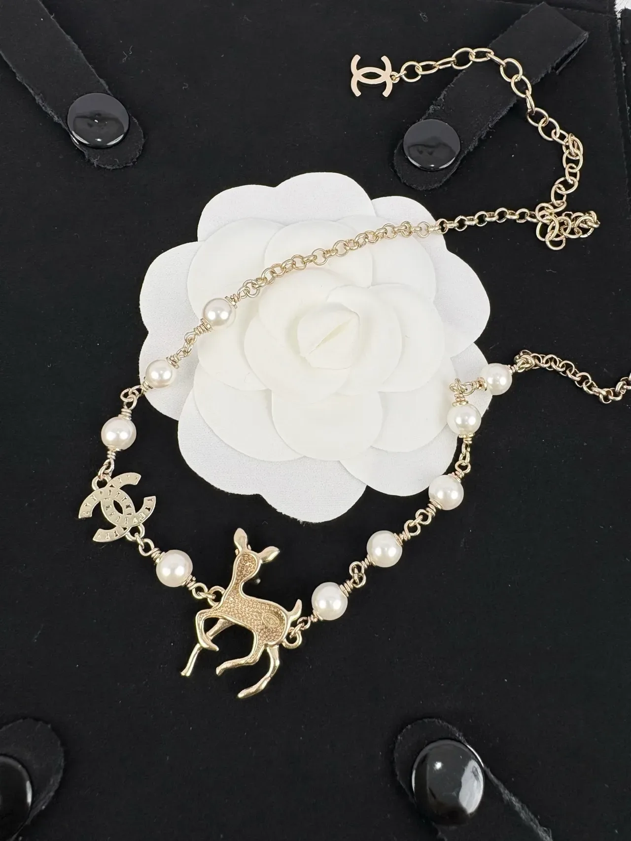 Chanel Gold White Chain Cultured Pearl Stations Necklace 7
