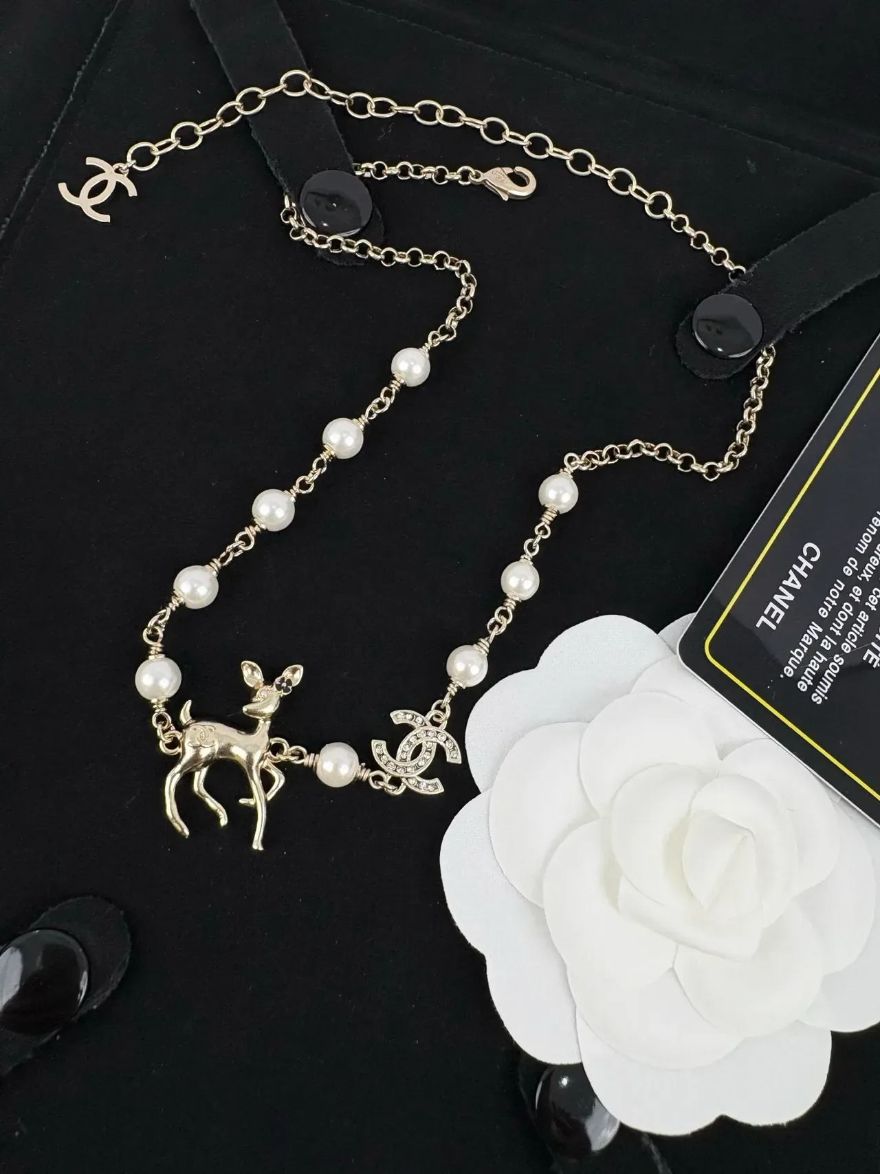 Chanel Gold White Chain Cultured Pearl Stations Necklace 8