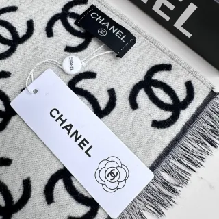 Chanel Monogram-Print Fringed Cashmere Scarf