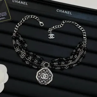 Chanel Multi-Strand Chain and Bead Medallion Necklace