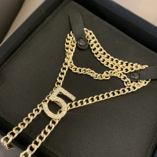 Chanel No.5 Inspired Layered Chain Lariat Necklace 3