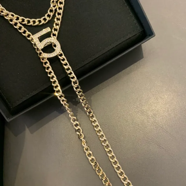 Chanel No.5 Inspired Layered Chain Lariat Necklace 8