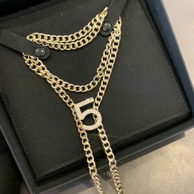 Chanel No.5 Inspired Layered Chain Lariat Necklace 9