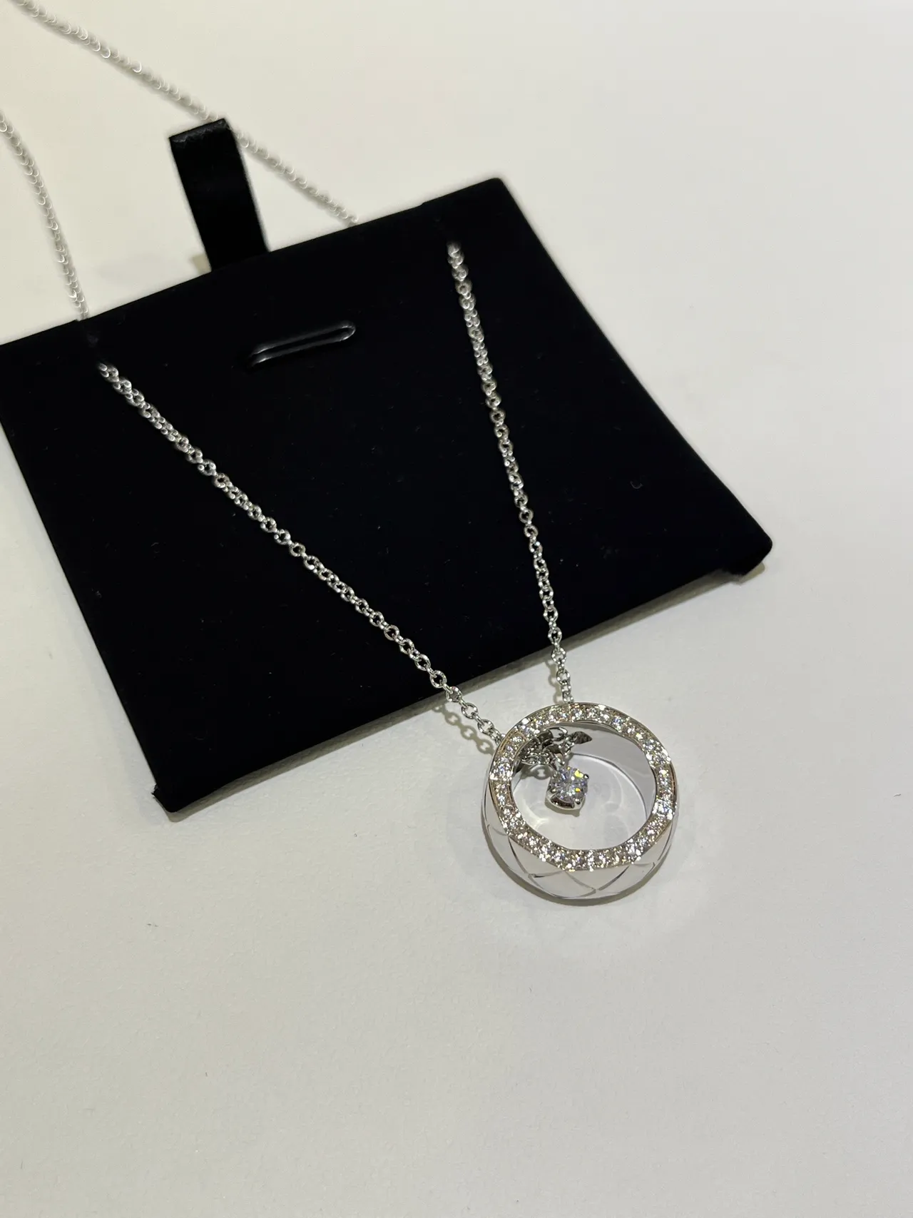 Chanel Pavé Circular Pendant Necklace 5