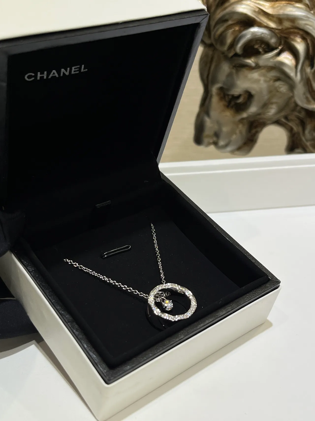 Chanel Pavé Circular Pendant Necklace 9