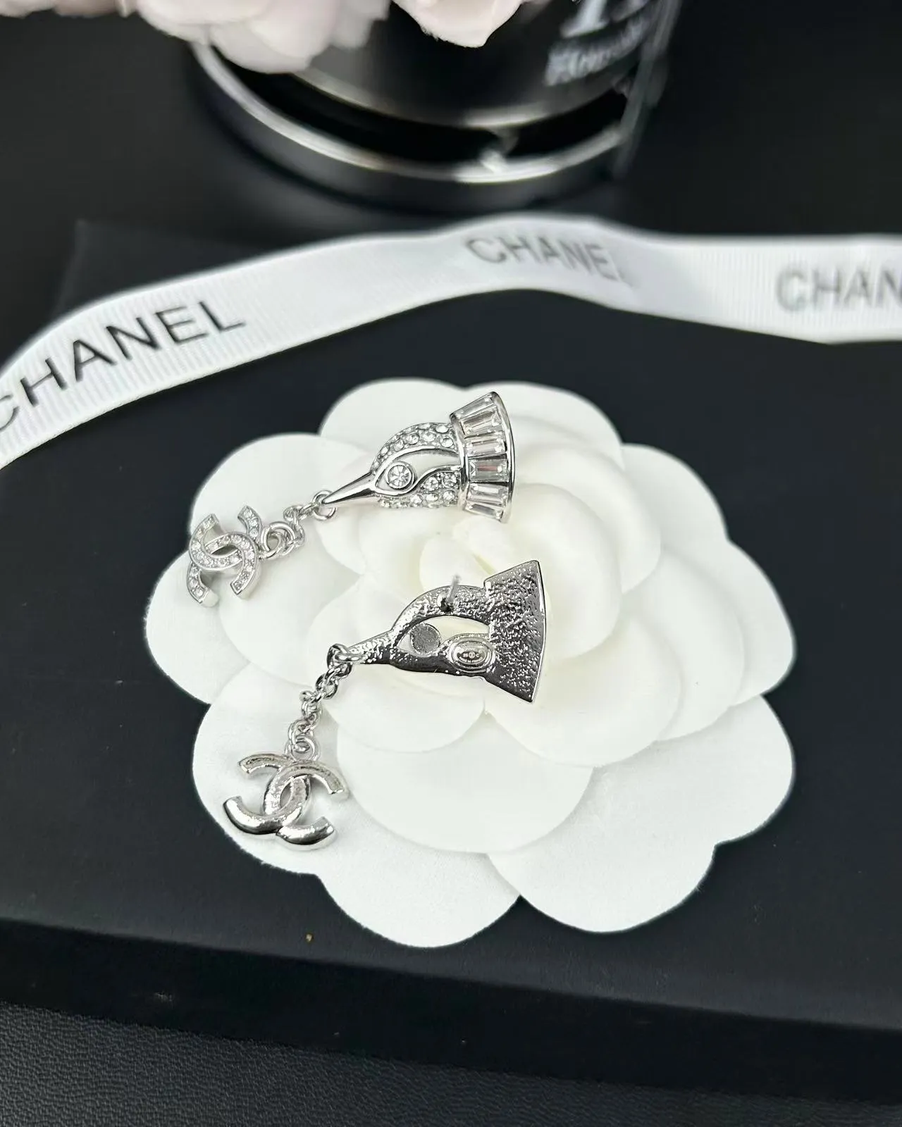 Chanel Pavé Crystal CC Drop Earrings 2