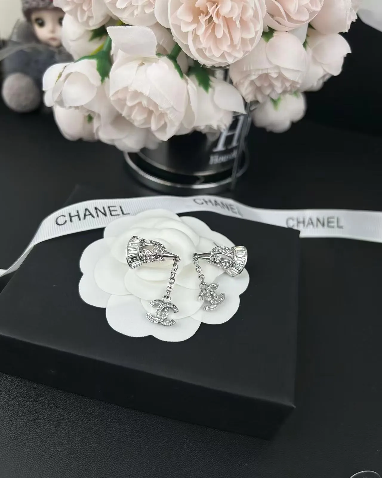 Chanel Pavé Crystal CC Drop Earrings 6
