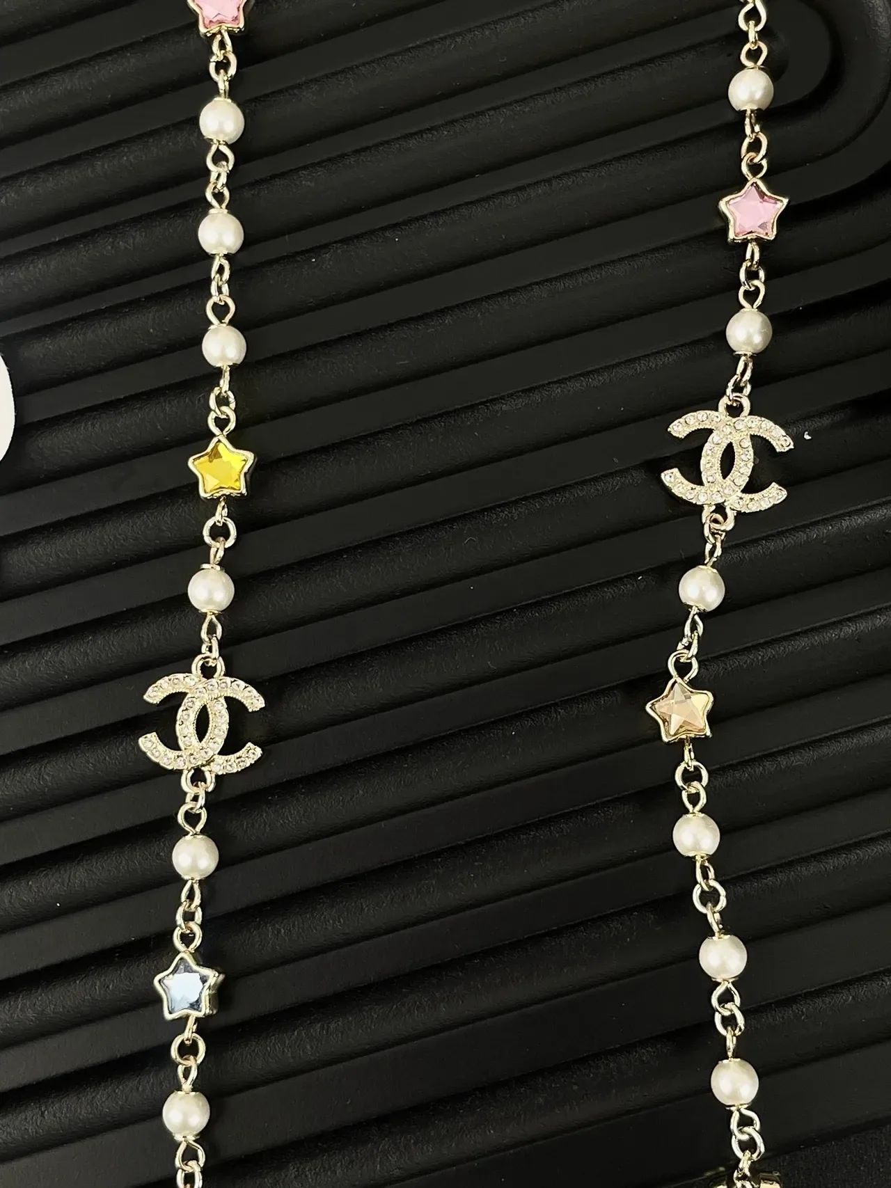 Chanel Pérola e CC Logo Star Charm Colar Multicamadas 9