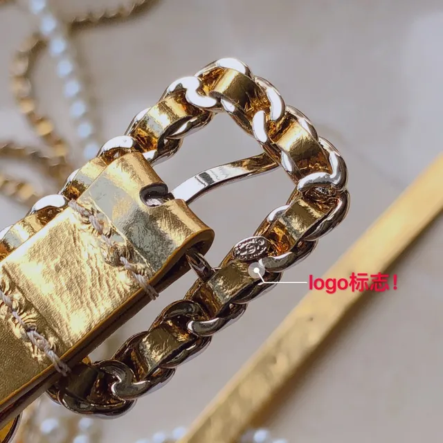 Chanel Pearl and Chain Belt Gold White Hardware Leather Belt 3