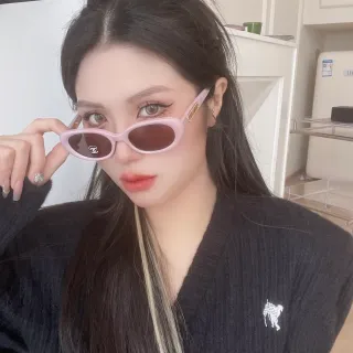 Chanel Petite Oval Pink Acetate Brown Gradient Sunglasses