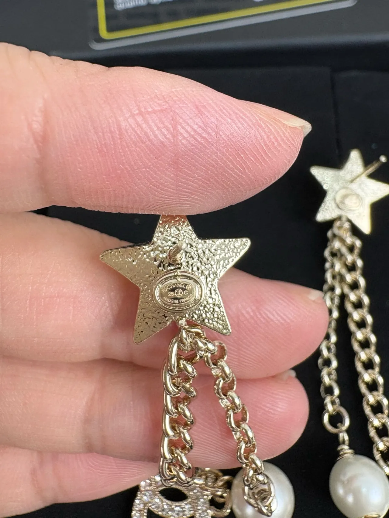 Chanel Star and CC Logo Pearl Drop Earrings 4