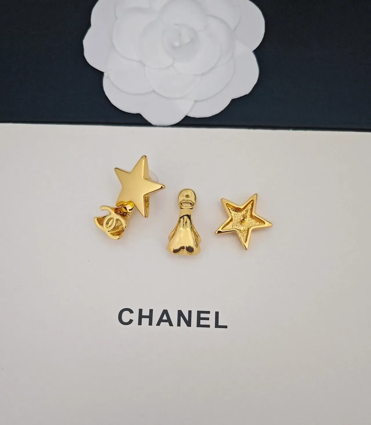 Chanel Star & CC Gold-Tone Stud Earrings 2