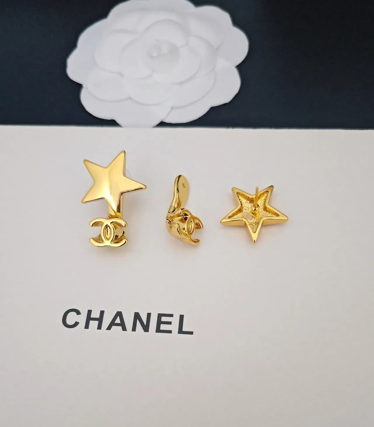 Chanel Star & CC Gold-Tone Stud Earrings 3