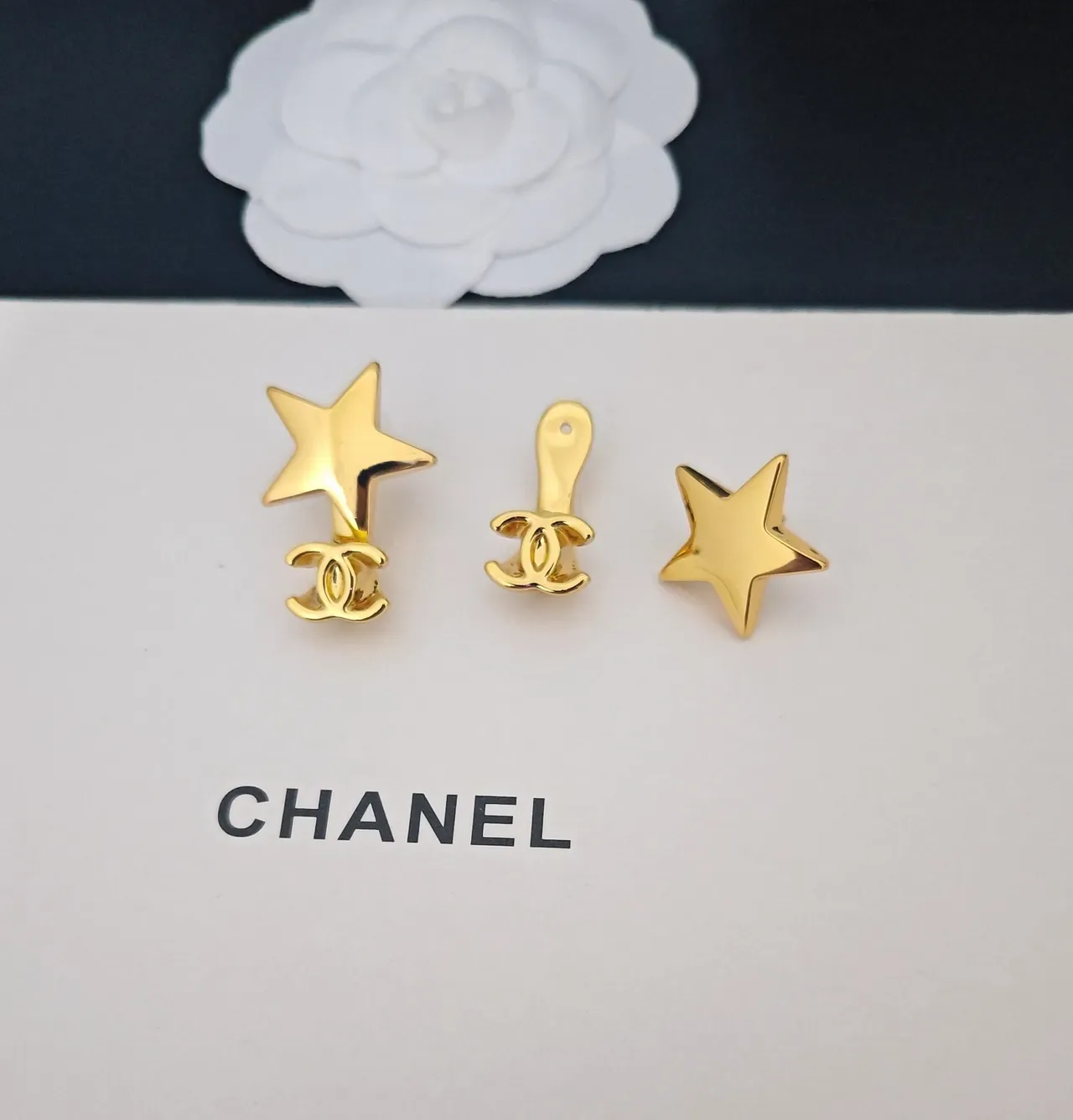 Chanel Star & CC Gold-Tone Stud Earrings 4