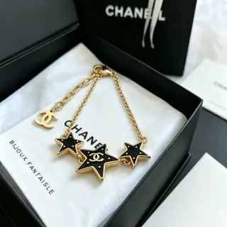 Chanel सितारा स्वर्ण काला श्रृंखला एनामेल सितारों की कंगन