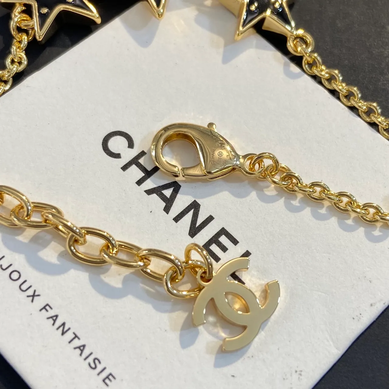 Chanel Star Gold Black Chain Enamel Stars Bracelet 2