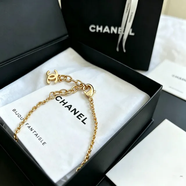 Chanel Star Gold Black Chain Enamel Stars Bracelet 3