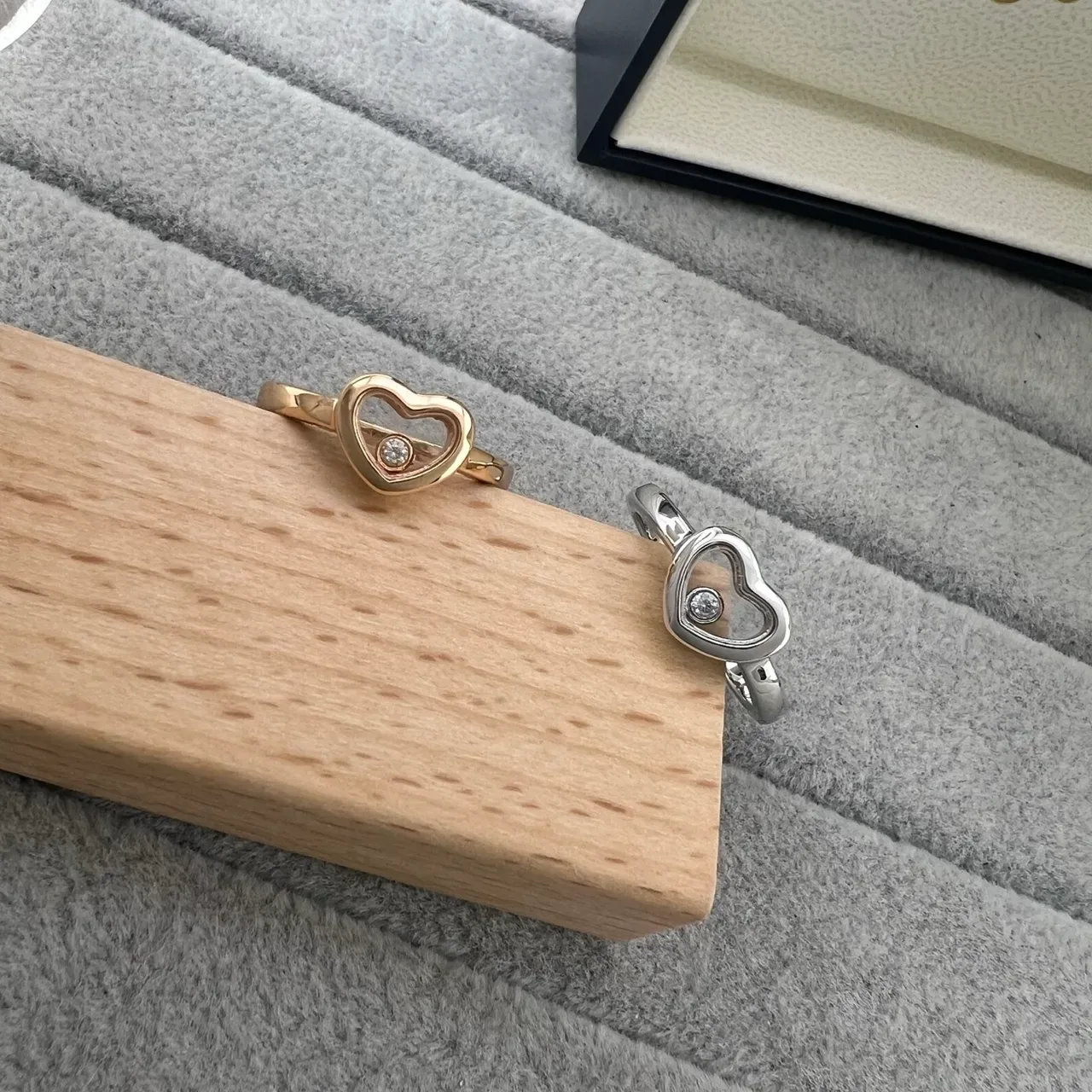 Chopard Happy Hearts Gold Silver Open-Heart Motif Floating Diamond Ring 5