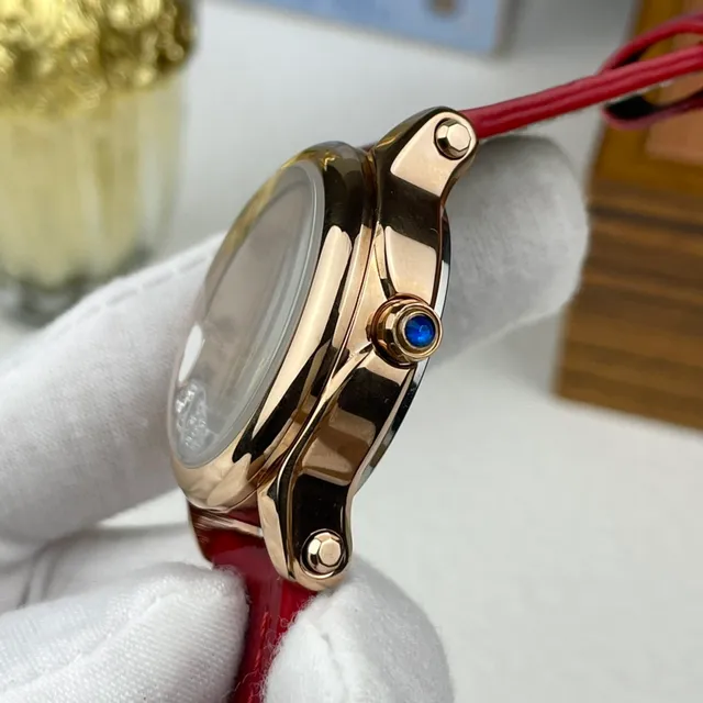 Chopard Happy Hearts Montre en Cuarzo Bracelet en Cuir d'Alligator Rouge 5