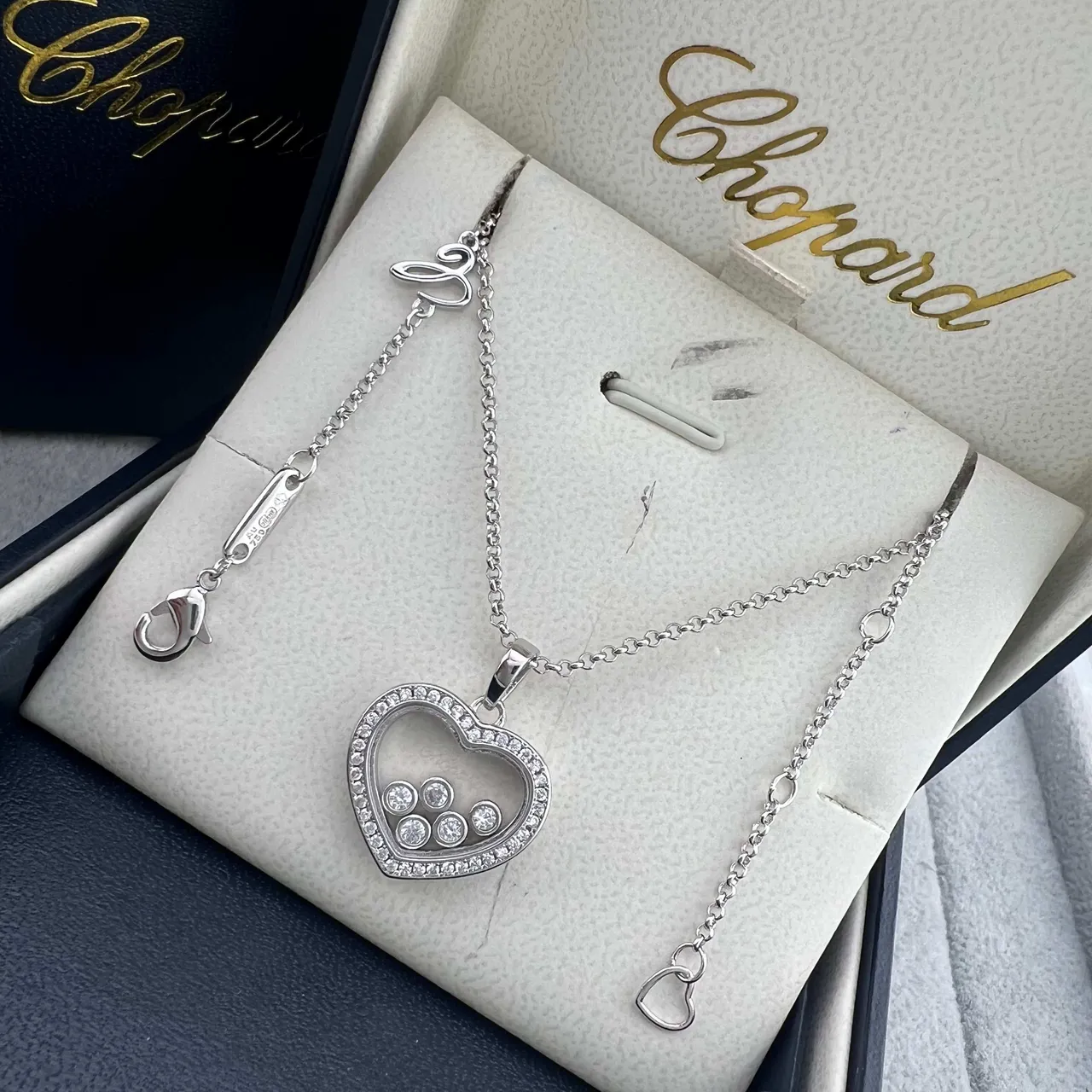Chopard Happy Hearts Colliers pendentif cœur diamant or rose et or blanc 2