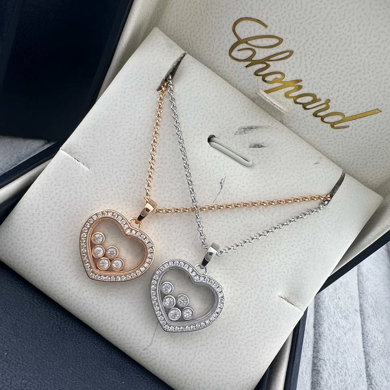 Chopard Happy Hearts Colliers pendentif cœur diamant or rose et or blanc 5