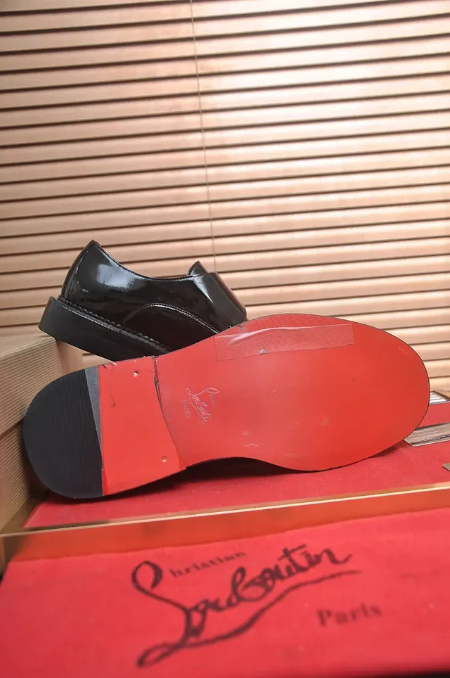 Christian Louboutin Black Red Glossy Patent Leather Single Strap Monk Shoes 3