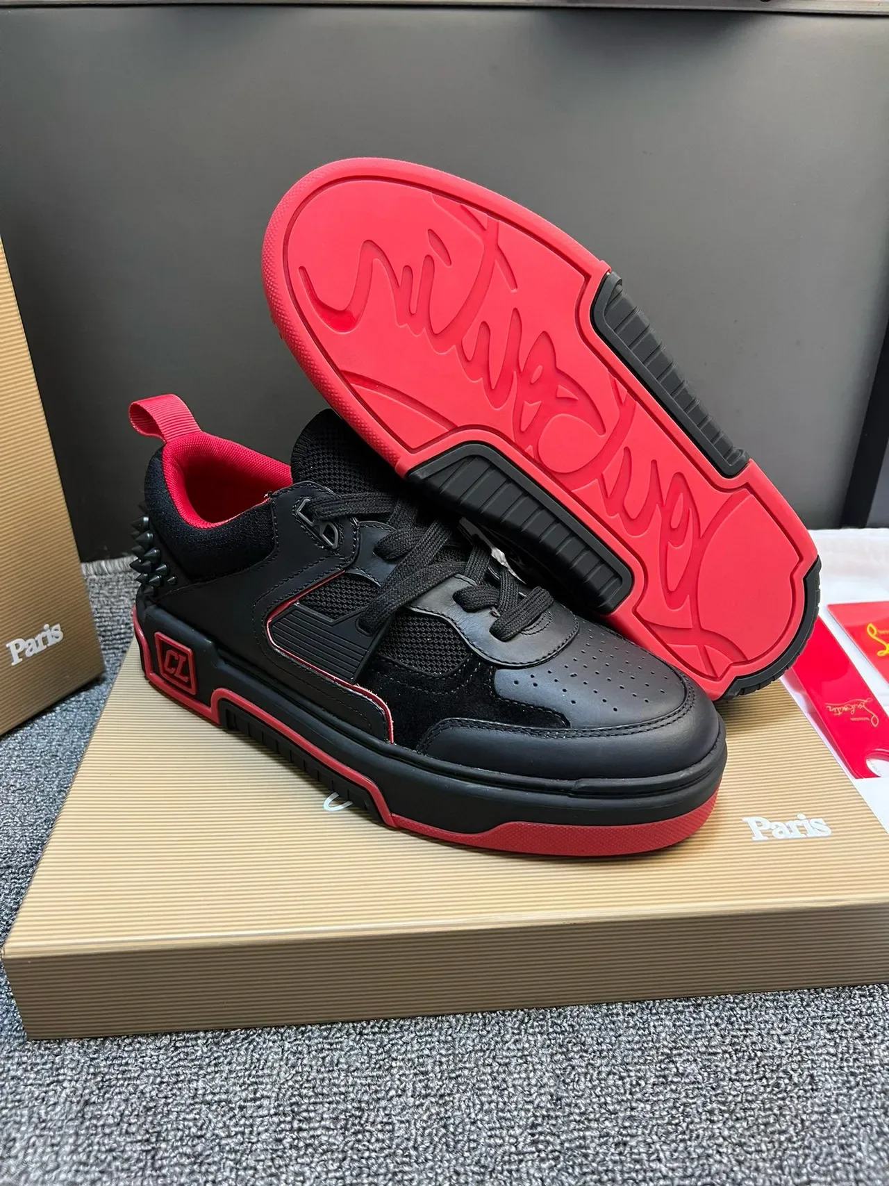 Christian Louboutin Noir Rouge Talon à piques Contrefort Upper stratifié Sneakers Lifestyle 2