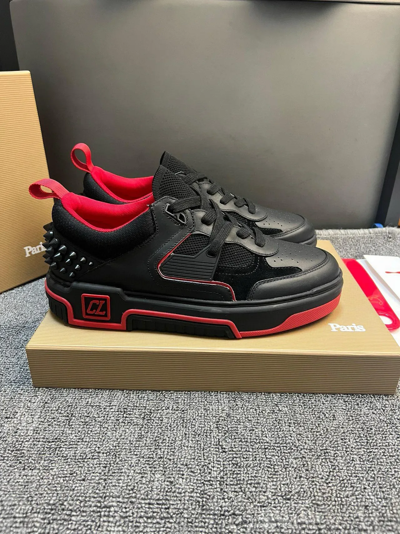 Christian Louboutin Noir Rouge Talon à piques Contrefort Upper stratifié Sneakers Lifestyle 7