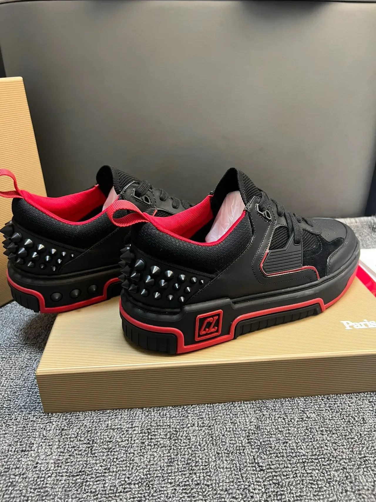 Christian Louboutin Noir Rouge Talon à piques Contrefort Upper stratifié Sneakers Lifestyle 8