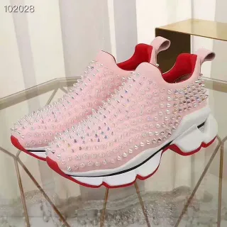 Christian Louboutin Studded Slip-On Pink and Red Chunky Sneakers
