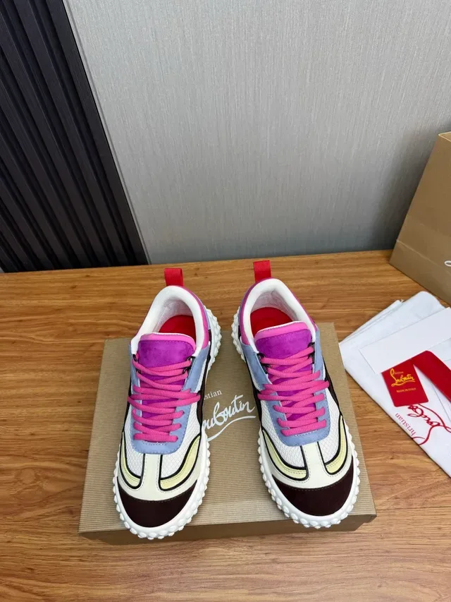 Christian Louboutin Blanc Violet Bulbeux Podded Semelle Multi-Panneaux Patchwork Supérieur Lifestyle Sneakers 2