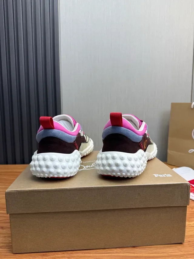 Christian Louboutin Blanc Violet Bulbeux Podded Semelle Multi-Panneaux Patchwork Supérieur Lifestyle Sneakers 5